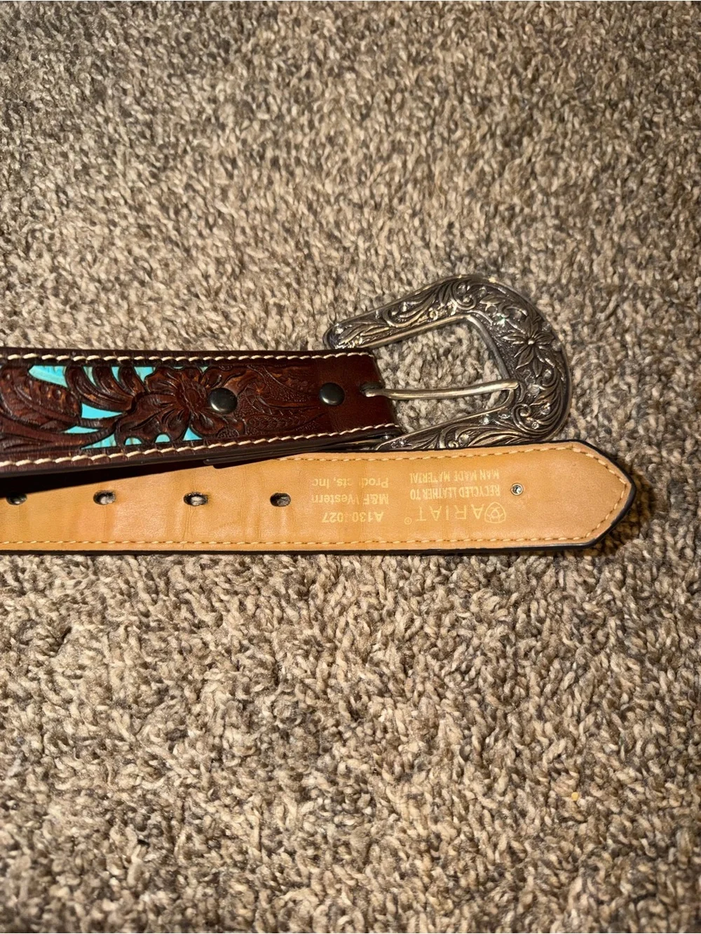 ARIAT GIRLS' TOOLED RHINESTONES OVERLAY BELT Size 27